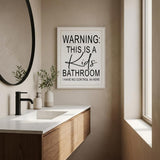 Kids Bathroom White Framed Print Bathroom Wall Art