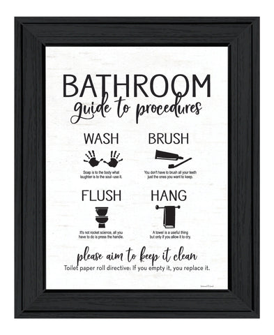Bathroom Guide Black Framed Print Bathroom Wall Art