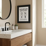 Bathroom Guide Black Framed Print Bathroom Wall Art