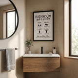 Bathroom Guide Black Framed Print Bathroom Wall Art