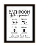 Bathroom Guide Black Framed Print Bathroom Wall Art