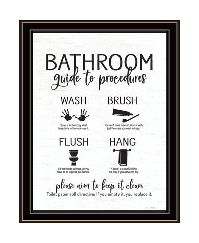 Bathroom Guide Black Framed Print Bathroom Wall Art