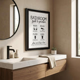 Bathroom Guide Black Framed Print Bathroom Wall Art