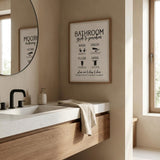 Bathroom Guide White Framed Print Bathroom Wall Art