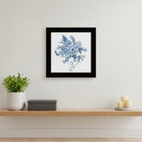 Floral Calligraphy Sketches Black Framed Print Wall Art