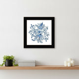 Floral Calligraphy Sketches Black Framed Print Wall Art