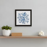 Floral Calligraphy Sketches Black Framed Print Wall Art