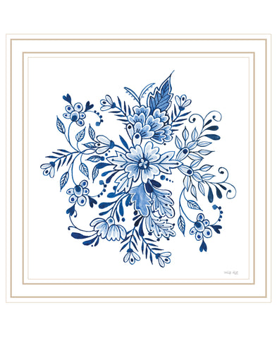 Floral Calligraphy Sketches White Framed Print Wall Art