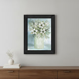 White Blooms Black Framed Print Wall Art