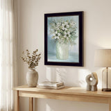 White Blooms Black Framed Print Wall Art