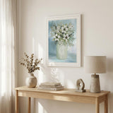 White Blooms White Framed Print Wall Art