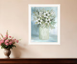 White Blooms White Framed Print Wall Art