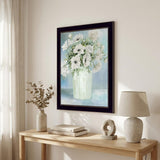 White Blooms Black Grooved Framed Print Wall Art