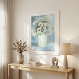 White BLOOMS White Framed Print Wall Art
