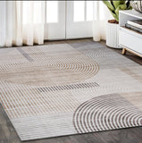 5' X 8' Beige and Brown Abstract Distressed Area Rug
