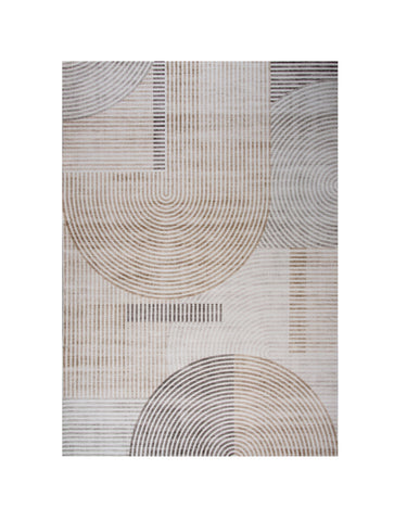 5' X 8' Beige and Brown Abstract Distressed Area Rug