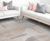 7' X 10' Beige and Brown Abstract Distressed Area Rug