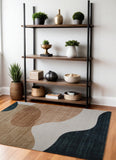 4' X 6' Beige and Green Abstract Distressed Area Rug