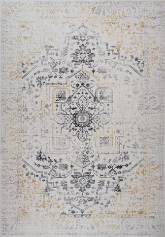 4' X 6' Gray and Gold Oriental Area Rug