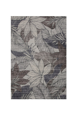 5' X 8' Gray and Brown Floral Distressed Area Rug