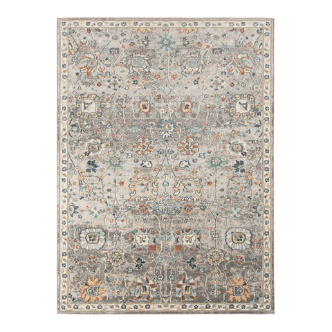 2' X 3' Blue and Orange Floral Stain Resistant Indoor Outdoor Area Rug