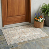 2' X 3' Blue and Orange Medallion Stain Resistant Indoor Outdoor Area Rug