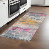 8' Orange Pink And Gray Area Rug