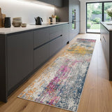 8' Orange Pink And Gray Area Rug