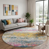8' X 8' Orange Pink And Gray Area Rug