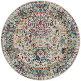 7' Gray Floral Power Loom Round Rug