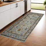 8' Gray Rust And Blue Area Rug