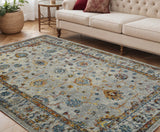 5' X 7' Gray Rust And Blue Area Rug