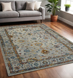 5' X 7' Gray Rust And Blue Area Rug