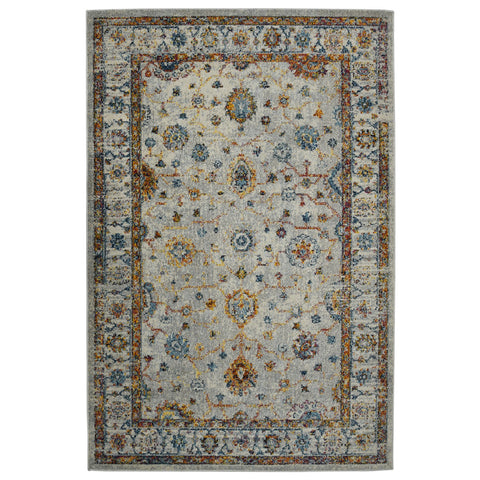 5' X 7' Gray Rust And Blue Area Rug