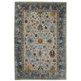 8' Gray Blue And Orange Area Rug