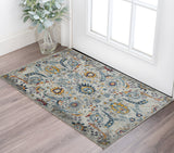 3' X 5' Blue Gray And Orange Abstract Distressed Area Rug