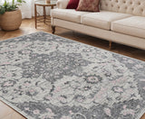 5' X 7' Gray And Dark Gray Area Rug
