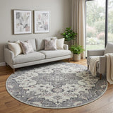 8' X 8' Gray And Dark Gray Area Rug