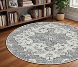 8' X 8' Gray And Dark Gray Area Rug