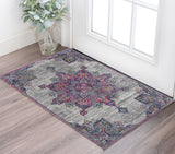 2' X 3' Pink Gray And Blue Area Rug