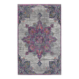 5' X 7' Pink Gray And Blue Area Rug