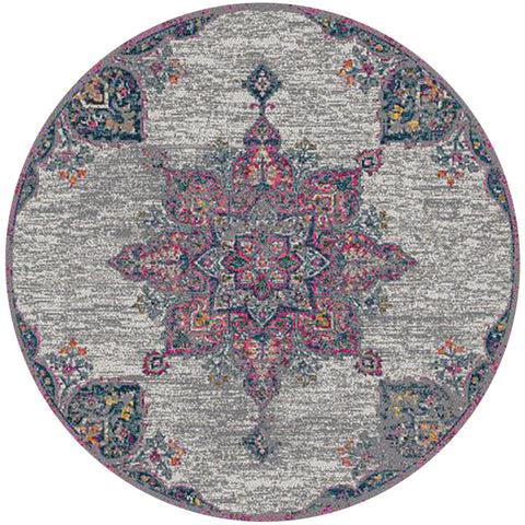 8' X 8' Pink Gray And Blue Area Rug
