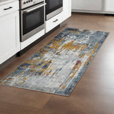 8' Blue Orange And Gray Area Rug