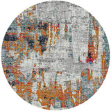 8' X 8' Blue Orange And Gray Area Rug
