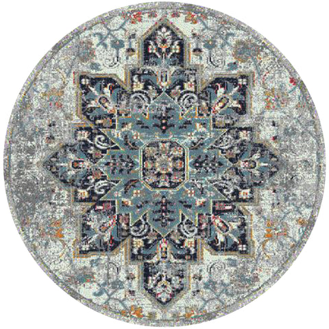 8' X 8' Gray Blue And Brown Area Rug
