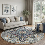 8' X 8' Gray Blue And Brown Area Rug