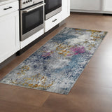 8' Blue Gray And Purple Area Rug