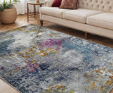 5' X 7' Blue Gray And Purple Area Rug