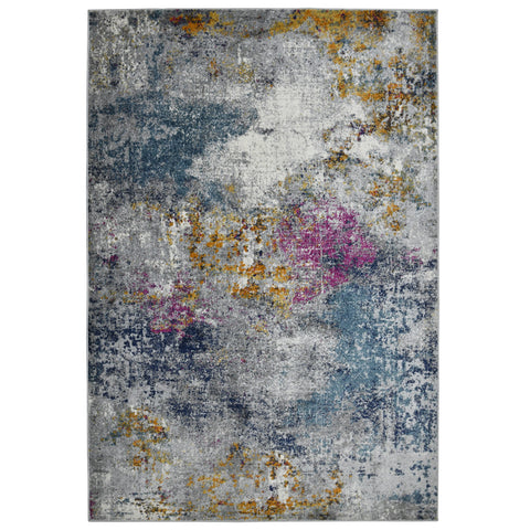 5' X 7' Blue Gray And Purple Area Rug