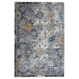 8' Blue Gray And Rust Area Rug